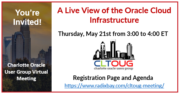 CLTOUG_V9 Charlotte Oracle User Group Meeting