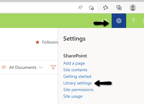 SharePoint Document Library Settings