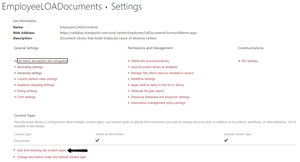 Creating SharePoint Content Types